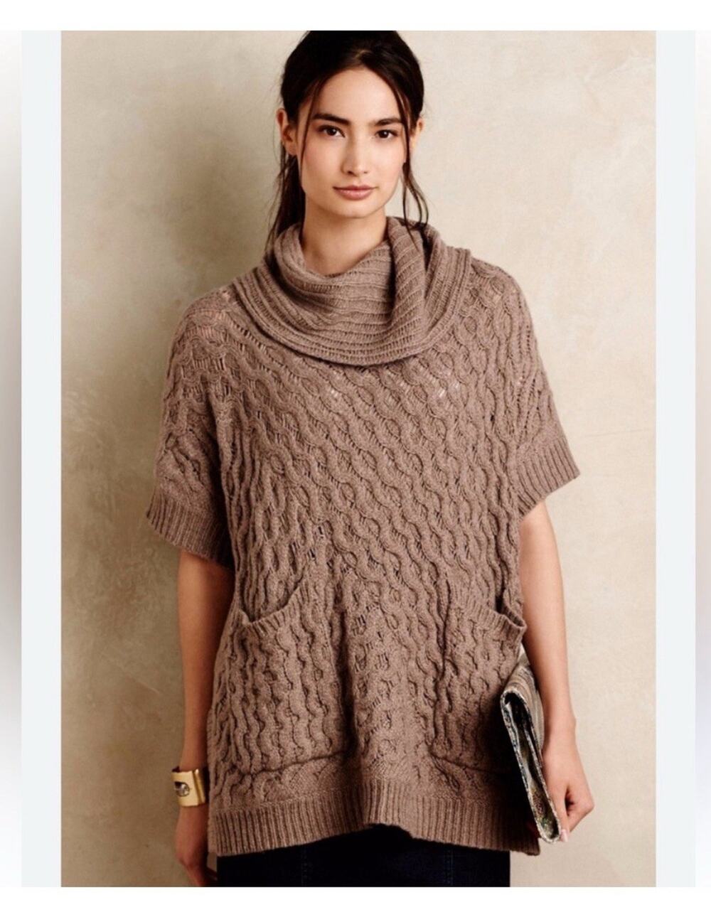 Anthropologie Angel of the North Bryson Cowl NeckPoncho Sweater Oversized M/L
